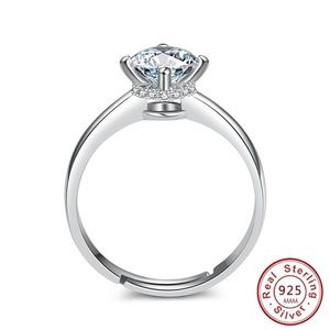925 sterling silver 2ct zircon adjustable ring